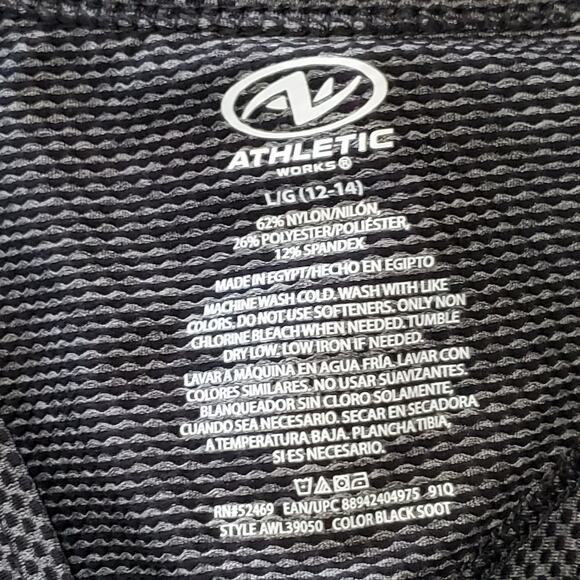 Athletic Running Top Reflection Back Keyhole Slit Bottom Gray Black Large 12-14 - Picture 6 of 7